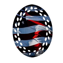 Grunge American Flag Oval Filigree Ornament (two Sides)