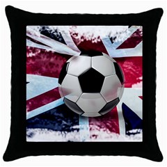 Soccer Ball With Great Britain Flag Throw Pillow Case (black)