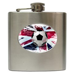 Soccer Ball With Great Britain Flag Hip Flask (6 Oz) by Vaneshart