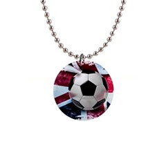 Soccer Ball With Great Britain Flag 1  Button Necklace by Vaneshart