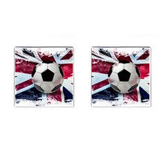 Soccer Ball With Great Britain Flag Cufflinks (square) by Vaneshart