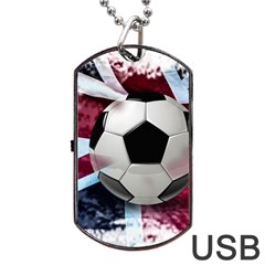 Soccer Ball With Great Britain Flag Dog Tag Usb Flash (one Side)