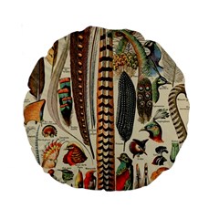 Feathers Birds Vintage Art Standard 15  Premium Round Cushions by Vaneshart