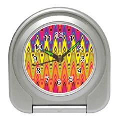 Retro Colorful Waves Background Travel Alarm Clock by Vaneshart