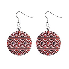 Folklore Ethnic Pattern Background Mini Button Earrings