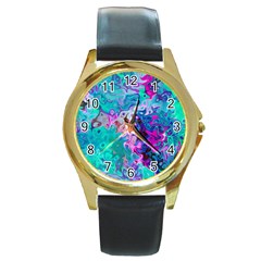 Background Texture Pattern Round Gold Metal Watch