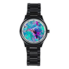 Background Texture Pattern Stainless Steel Round Watch