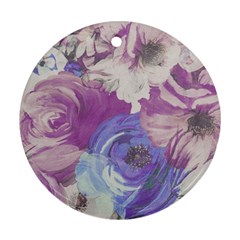 Floral Vintage Wallpaper Pattern Round Ornament (two Sides)