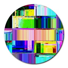 Glitch Art Abstract Round Mousepads