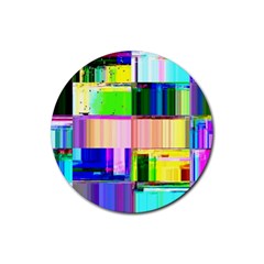 Glitch Art Abstract Rubber Round Coaster (4 Pack)  by Vaneshart