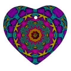 Fern  Mandala  In Strawberry Decorative Style Heart Ornament (two Sides) by pepitasart