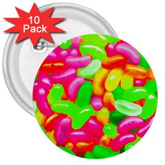 Vibrant Jelly Bean Candy 3  Buttons (10 pack) 