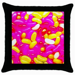 Vibrant Jelly Bean Candy Throw Pillow Case (black) by essentialimage