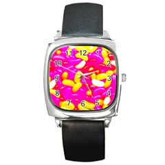 Vibrant Jelly Bean Candy Square Metal Watch by essentialimage