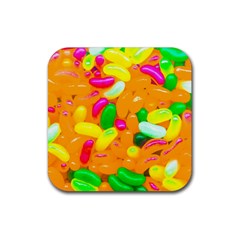 Vibrant Jelly Bean Candy Rubber Coaster (square)  by essentialimage