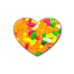 Vibrant Jelly Bean Candy Rubber Coaster (heart)  by essentialimage