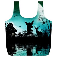 Litte Fairy With Deer In The Night Full Print Recycle Bag (xl)