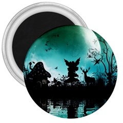 Litte Fairy With Deer In The Night 3  Magnets by FantasyWorld7