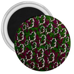 Green Fauna And Leaves In So Decorative Style 3  Magnets