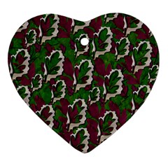 Green Fauna And Leaves In So Decorative Style Ornament (heart)