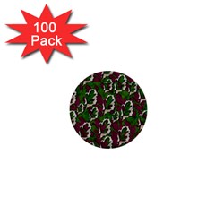 Green Fauna And Leaves In So Decorative Style 1  Mini Buttons (100 Pack) 