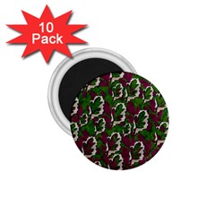 Green Fauna And Leaves In So Decorative Style 1 75  Magnets (10 Pack) 