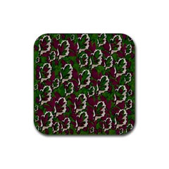 Green Fauna And Leaves In So Decorative Style Rubber Coaster (square)  by pepitasart