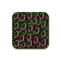 Green Fauna And Leaves In So Decorative Style Rubber Square Coaster (4 Pack)  by pepitasart