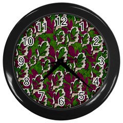 Green Fauna And Leaves In So Decorative Style Wall Clock (black)
