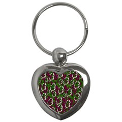 Green Fauna And Leaves In So Decorative Style Key Chain (heart)
