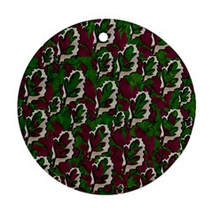 Green Fauna And Leaves In So Decorative Style Round Ornament (two Sides)
