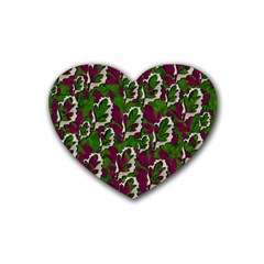 Green Fauna And Leaves In So Decorative Style Heart Coaster (4 Pack) 