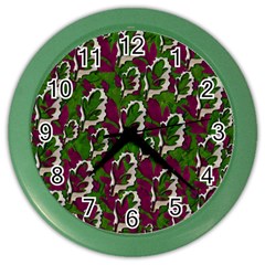 Green Fauna And Leaves In So Decorative Style Color Wall Clock