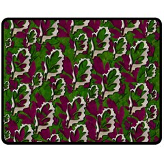 Green Fauna And Leaves In So Decorative Style Double Sided Fleece Blanket (medium) 