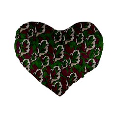 Green Fauna And Leaves In So Decorative Style Standard 16  Premium Flano Heart Shape Cushions by pepitasart