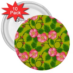 Roses Flowers Pattern 3  Buttons (10 Pack) 