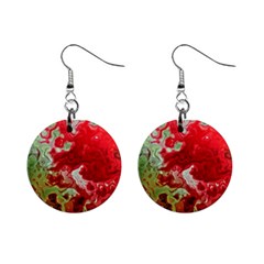 Abstract Stain Red Mini Button Earrings