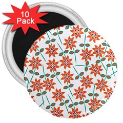 Vector Flower Floral 3  Magnets (10 Pack) 