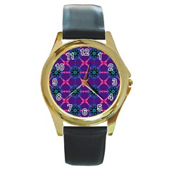 Seamless Wallpaper Art Round Gold Metal Watch