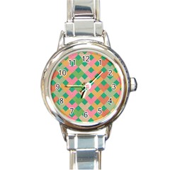 Abstract Seamless Pattern Round Italian Charm Watch