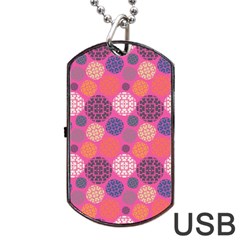 Abstract Seamless Pattern Graphic Pink Dog Tag Usb Flash (one Side)