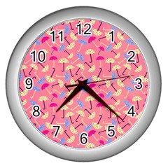 Umbrella Pattern Wall Clock (silver) by Vaneshart