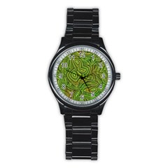 Background Abstract Green Stainless Steel Round Watch