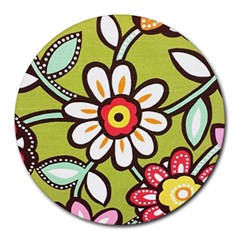 Flowers Fabrics Floral Round Mousepads
