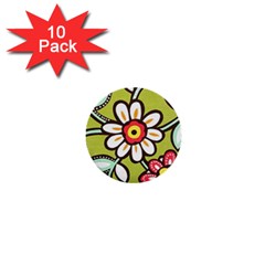 Flowers Fabrics Floral 1  Mini Buttons (10 pack) 