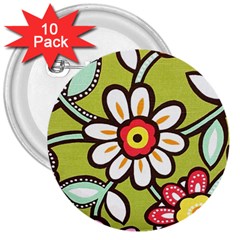 Flowers Fabrics Floral 3  Buttons (10 pack) 
