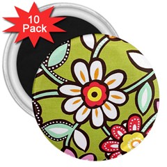 Flowers Fabrics Floral 3  Magnets (10 pack) 