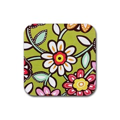 Flowers Fabrics Floral Rubber Coaster (Square) 
