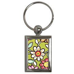 Flowers Fabrics Floral Key Chain (Rectangle)