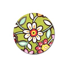 Flowers Fabrics Floral Magnet 3  (Round)